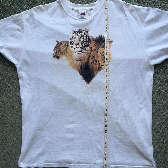 Vintage Cougar Lion Tiger Graphic T-Shirt 2XL Human-i-Tees Wildlife Animal Tee - Picture 6 of 6